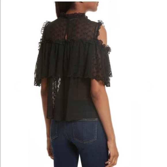 Rebecca Taylor Cold Shoulder Eyelet Silk Top NWT - Picture 9 of 16
